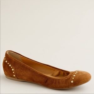 J. CREW Cece Brown Studded Suede Ballet Flats 8